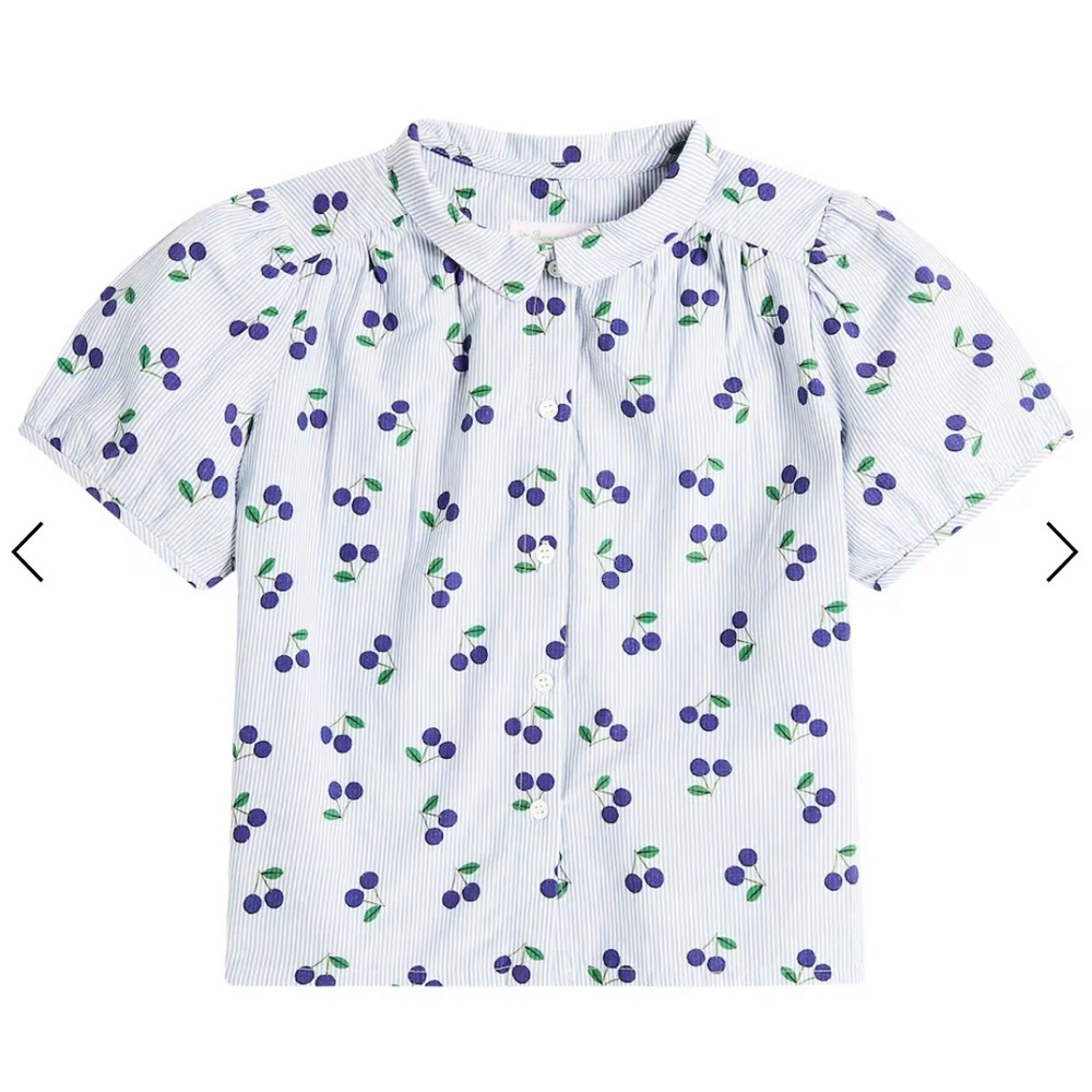 Kids' Bonpoint Blue and Green Patterned Shirt